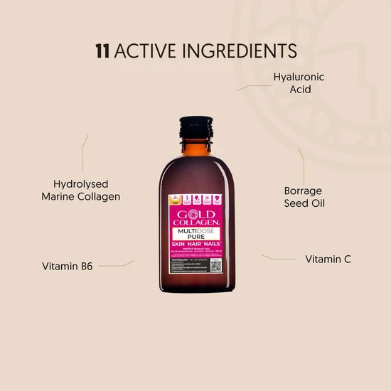 Gold Collagen Multidose Pure Skin, Hair & Nails Liquid Supplement 20 x 15ml