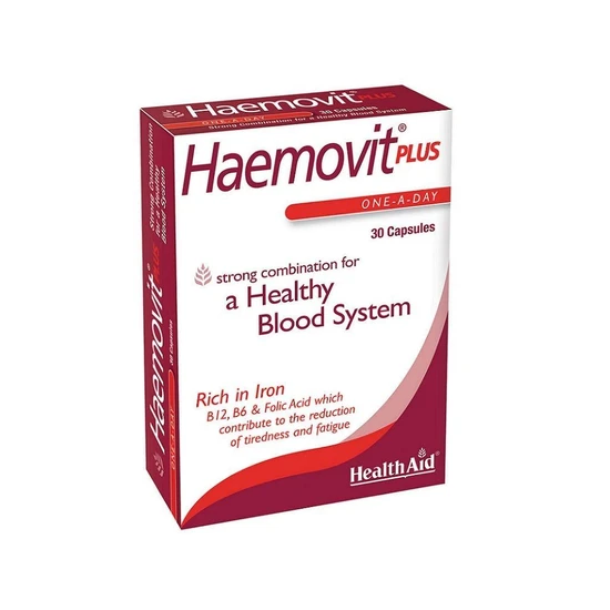 Health Aid Haemovit Plus Iron VitB12 Vit B6 Folic Acid Capsules 30 Capsules
