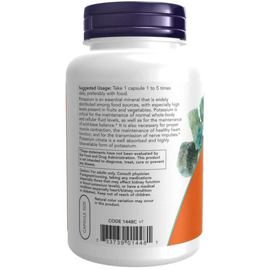 NOW Foods Potassium Citrate 99mg Capsules 180 Capsules