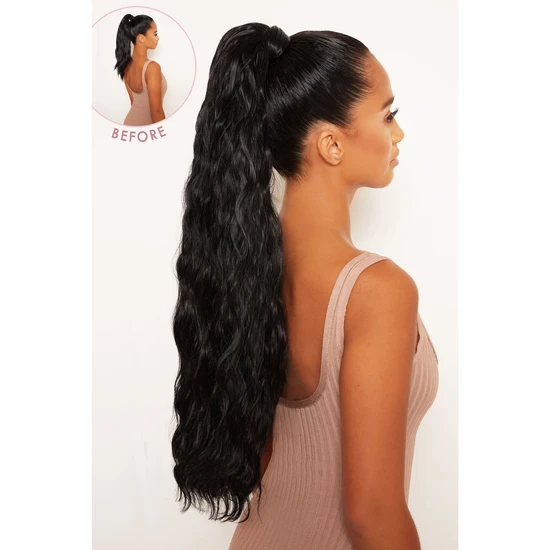 LullaBellz Grande 26" Textured Wave Wraparound Pony BROWNS | TOFFEE BROWN