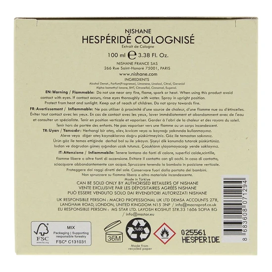 Nishane Hesperide Colognise Extrait De Cologne 100ml