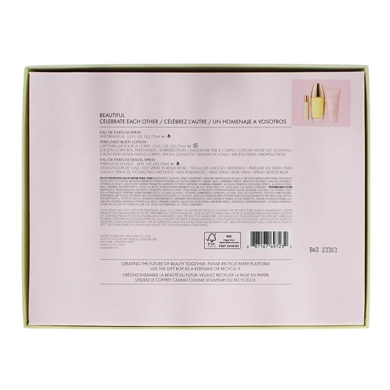 Estée Lauder Beautiful Eau De Parfum 75ml Gift Set 75ml & 10ml Eau De Parfum & 75ml Body Lotion