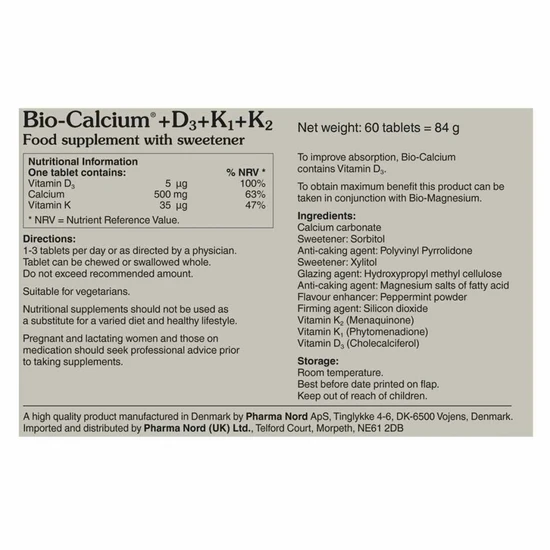 Pharmanord Pharma Nord Bio Calcium + D3 + K 500mg Tablets 60 Tablets