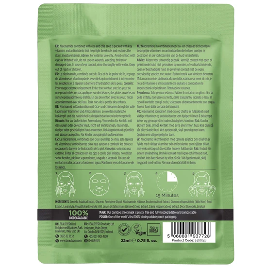 BeautyPro CICA + NIACINAMIDE Facial Sheet Mask Pack of 4