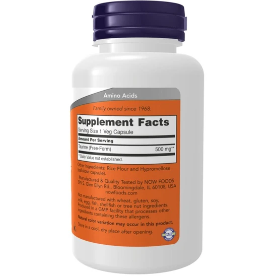 NOW Foods Taurine 500mg - 100 Capsules