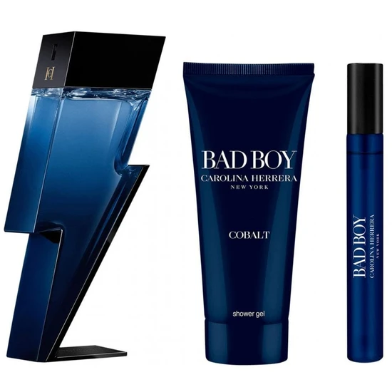 Carolina Herrera Bad Boy Cobalt Eau De Parfum 100ml Gift Set 100ml & 10ml Eau De Parfum & 100ml Shower Gel