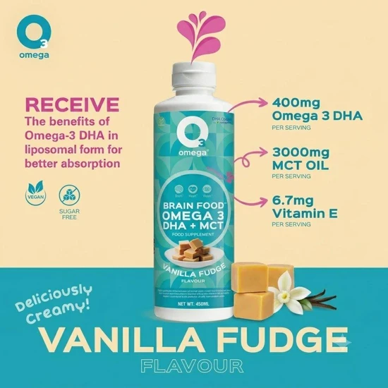 O3Omega Brain Food Omega 3, DHA + MCT 450ml