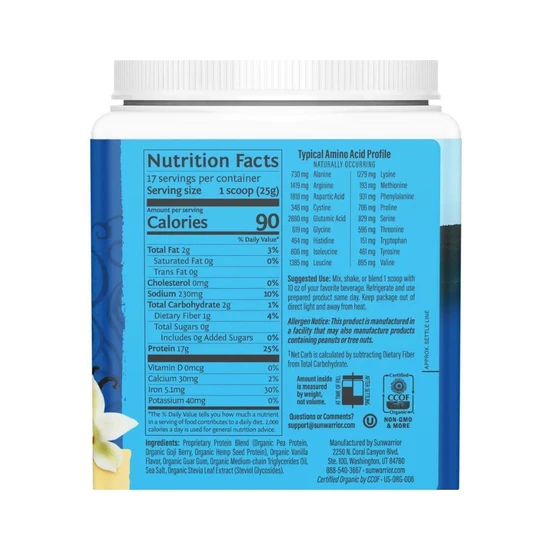 SunWarrior Protein Warrior Blend Unflavoured 375g