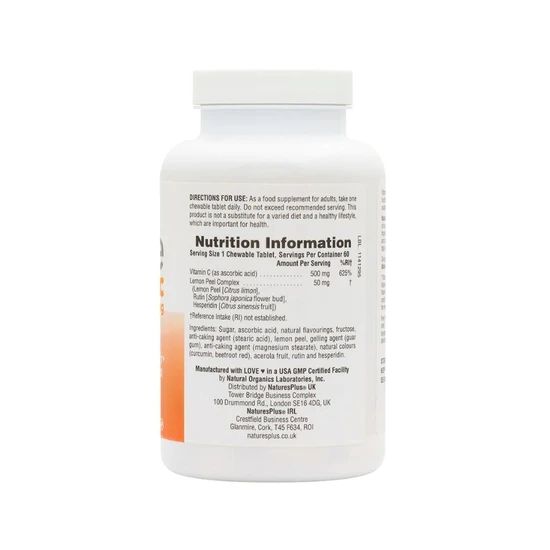 Nature's Plus Vitamin C 500mg Chew Tablets 60 Tablets