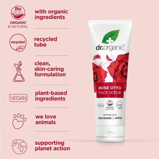Dr. Organic Bioactive Skin Care Organic Rose Otto Face Scrub 125ml