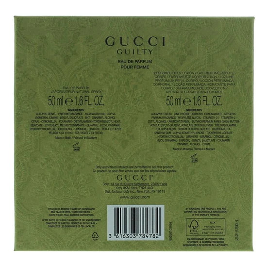 Gucci Guilty Pour Femme Gift Set: Eau De Parfum 50ml Body Lotion 50ml 2 Piece