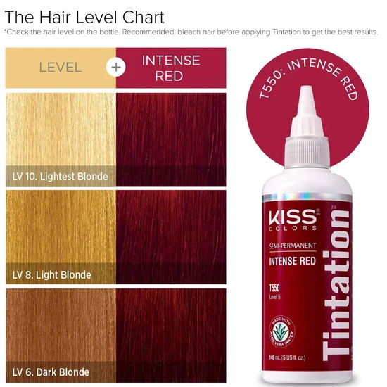 Kiss Colours Tintation Semi Permanent Intense Red T550 148ml