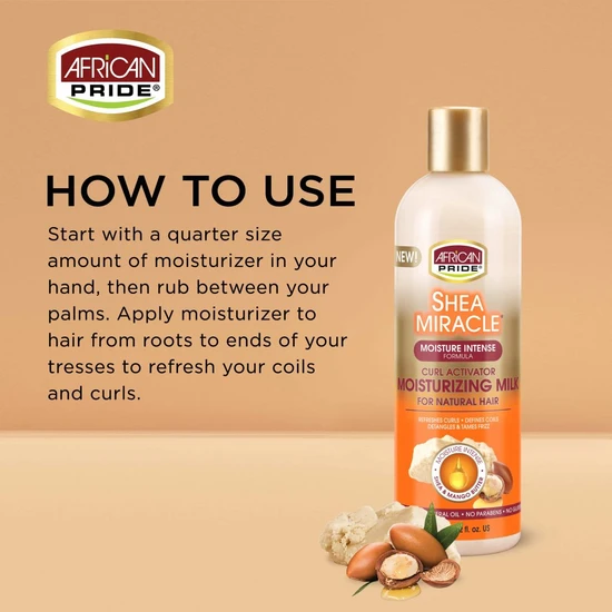 African Pride Shea Miracle Moisture Intense Curl Activator Moisturiser Milk 355ml
