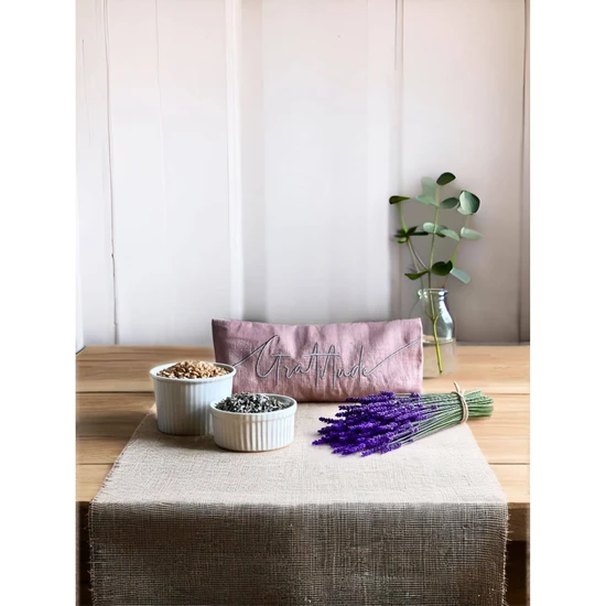 The Norfolk Eye Pillow Company Gratitude Embroidered Linen & Lavender Eye Pillow Blue / Lavender