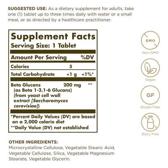 Solgar Beta 1, 3 Glucans Tablets 60 Tablets