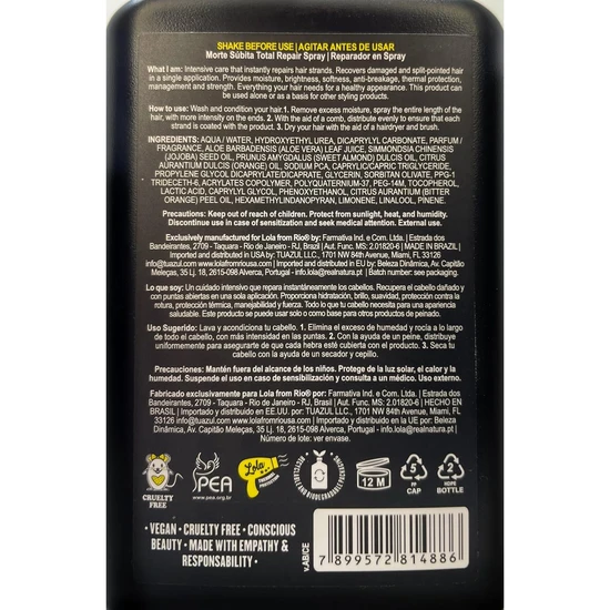 Lola Morte Subita Total Repair Spray 250ml