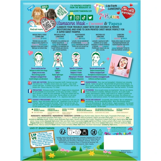 Montagne Jeunesse 7th Heaven Coconut & Papaya Llamacorn Face Mask 1 Sheet Mask