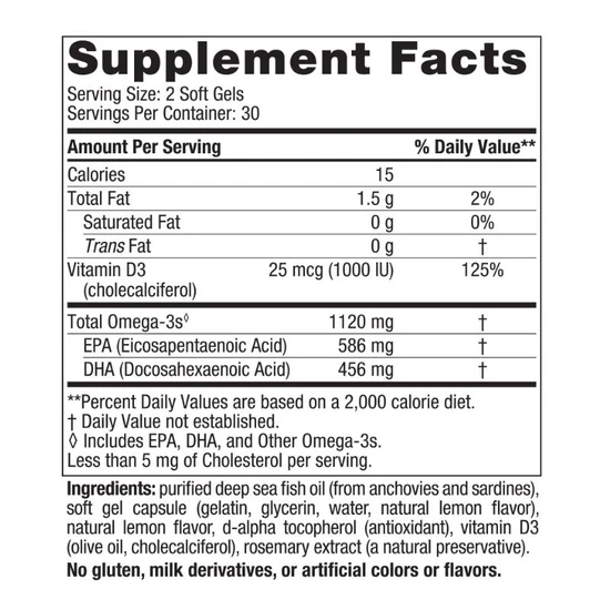 Nordic Naturals Ultimate Omega 2x Mini With Vitamin D3 1120mg Lemon 60 Softgels