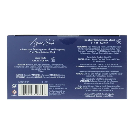 Caribbean Joe Azure Sails Eau De Toilette 125ml Gift Set 125ml & 100ml Body Wash