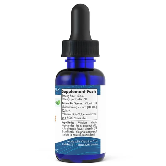 Nordic Naturals Plant-Based Vitamin D3 Liquid 1000iu Apple 30ml