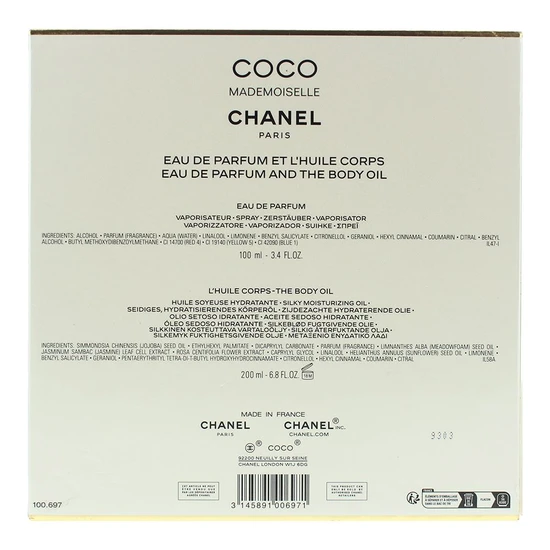 CHANEL Mademoiselle Eau De Parfum 100ml + Body Oil 200ml Gift Set For Her 100ml