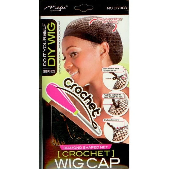 Magic Collection DIY Series Crochet Diamond Shaped Net Wig Cap DIY008 Black