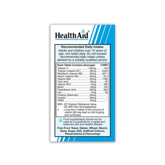 Health Aid Vegan Vitamin B50 Complex Tablets 30 Tablets