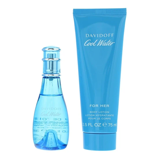Davidoff Cool Water For Her Eau De Toilette Gift Set 30ml Eau De Toilette + 75ml Body Lotion