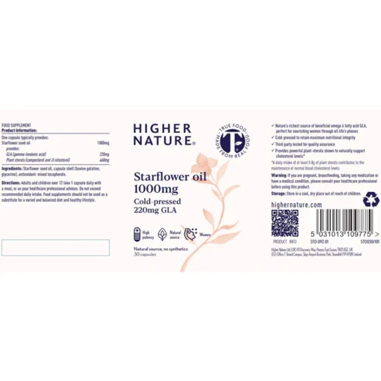Higher Nature Starflower Oil 1000mg Capsules 30 Capsules