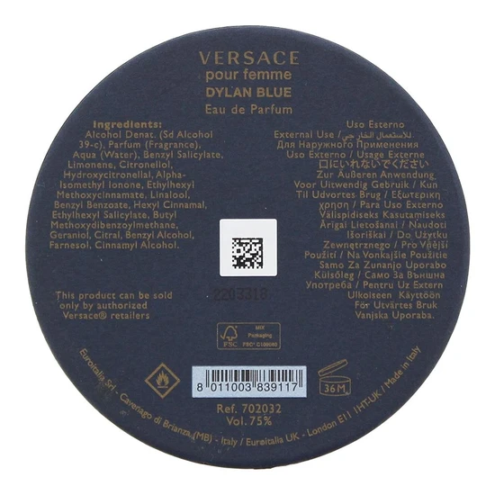 Versace Dylan Blue Pour Femme Eau De Parfum 100ml