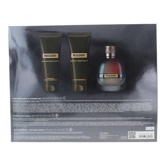 Missoni Pour Homme Eau De Parfum Gift Set 100ml, 100ml Aftershave Balm & 100ml Shower Gel
