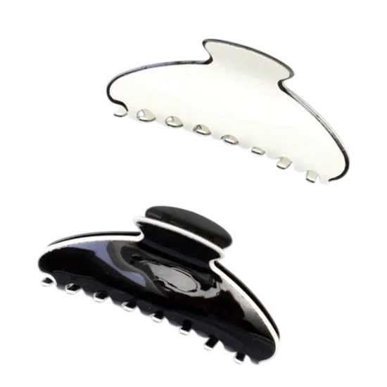 Molly And Rose Black & Cream Contrast Trim Assorted Clamp 9693