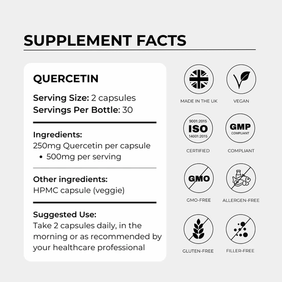 Charava UK Quercetin 500mg 30 Days