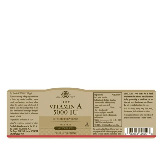 Solgar Dry Vitamin A 5000 IU x100
