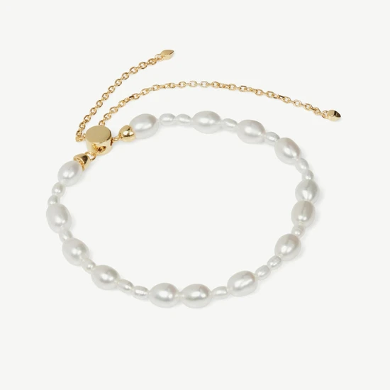 Kyoto Pearl Ansel Pearl Bracelet 18ct Gold Plated White