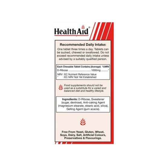 Health Aid D-Ribose 1000mg Tablets 90 Tablets