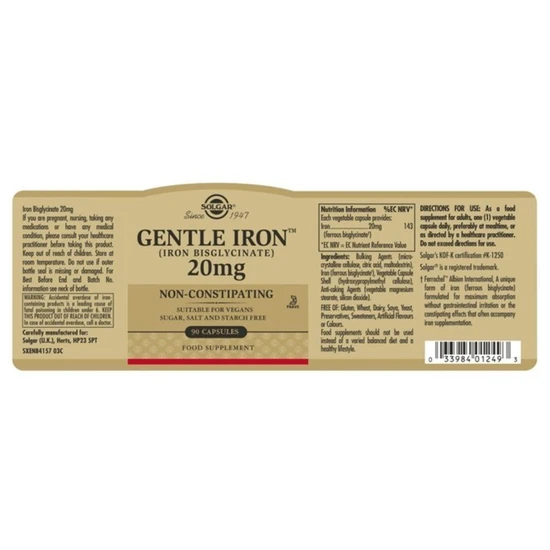 Solgar Gentle Iron 20mg x90