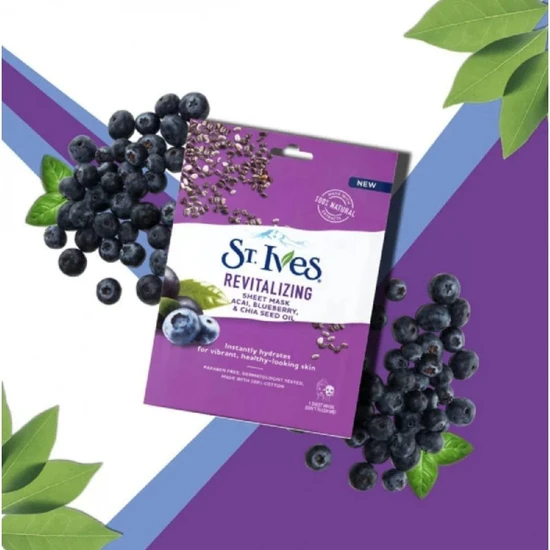 St. Ives Revitalising Acai Blueberry & Chia Seed Oil Mask 1 Sheet