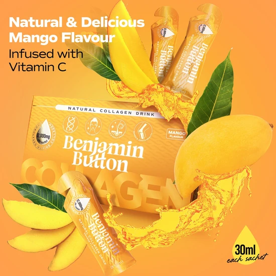 Benjamin Button Mango 12,000mg Marine Collagen Liquid Sachets x 14