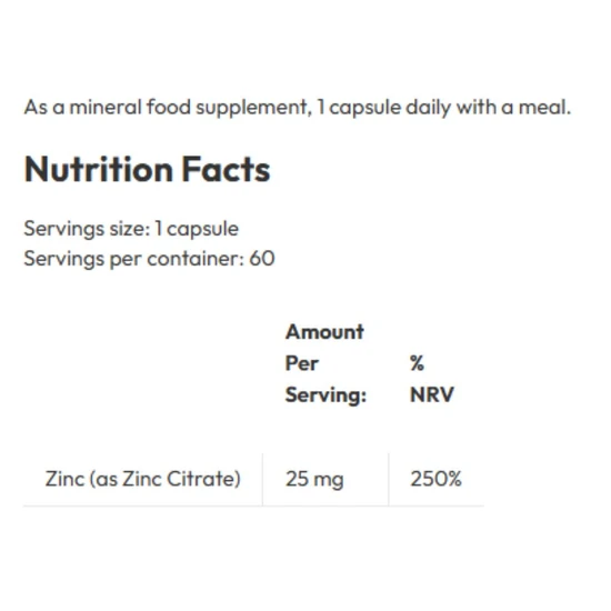 Allergy Research Group Zinc Citrate 25mg Capsules 60 Capsules