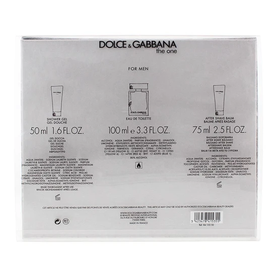 Dolce & Gabbana The One For Men Eau De Toilette Gift Set 100ml, 50ml Shower Gel & 75ml Aftershave Balm