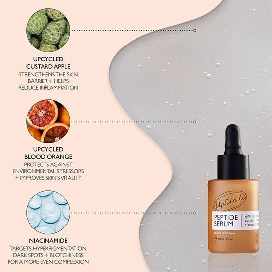 UpCircle Beauty Peptide Serum With Upcycled Custard Apple + Blood Orange 15ml