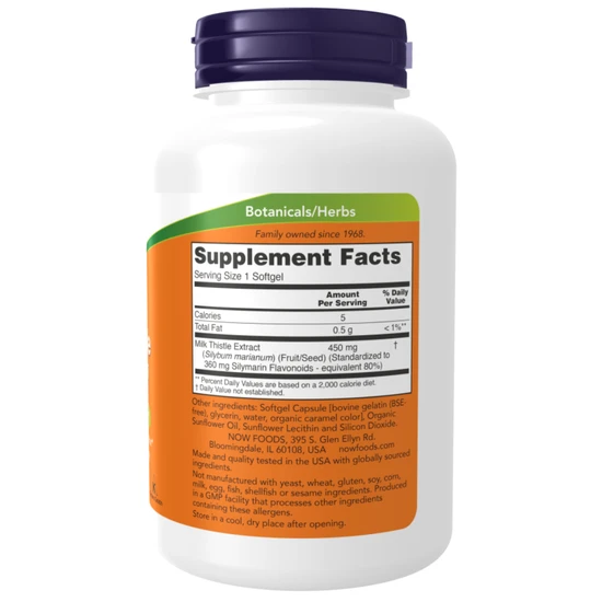 NOW Foods Silymarin Milk Thistle Extract Extra Strength 120 Softgels