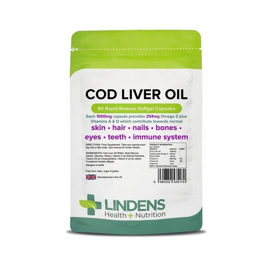 Lindens Cod Liver Oil 1000mg Capsules 90 Capsules