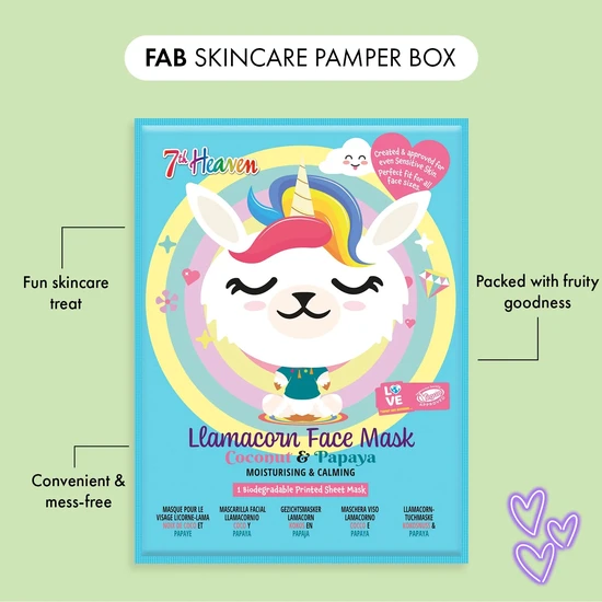 7th Heaven Go Wild Pamper Box Skin Care Gift Set 6 Printed Animal Face Masks and 1 Panda Headband