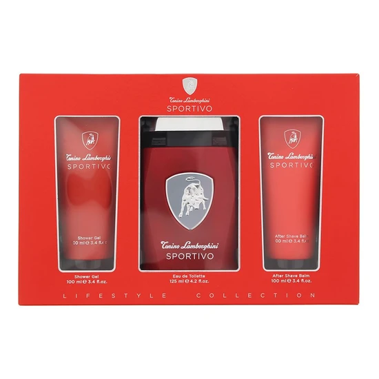 Lamborghini Sportivo Gift Set 125ml Eau De Toilette + 100ml Shower Gel + 100ml Aftershave Balm