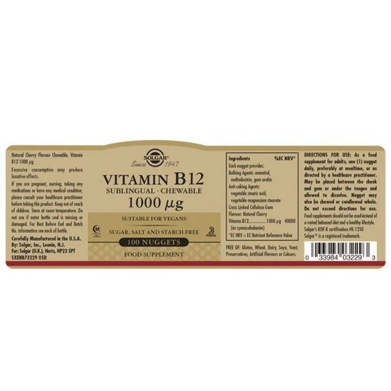 Solgar Vitamin B12 1000mcg Nuggets x100