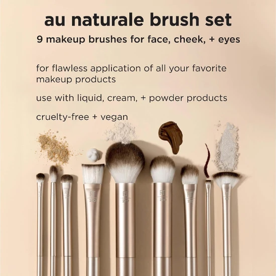 Real Techniques Au Naturale Makeup Brush Kit For Foundation 9 Piece Set