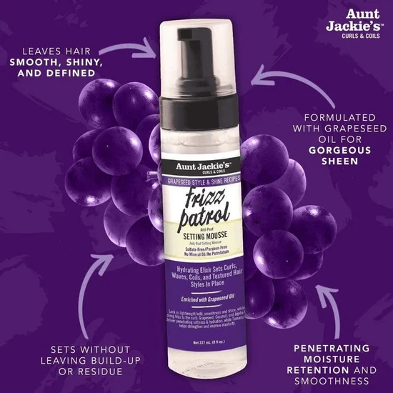 Aunt Jackie's Grapeseed Frizz Patrol Setting Mousse 8oz