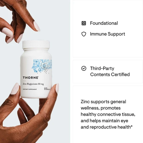 Thorne Zinc Bisglycinate 30mg Capsules 60 Capsules